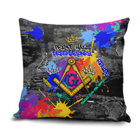 Prince Hall Freemasonry Pillow Cover Colorful Graffiti Paint Splatter On Urban Stone Wall
