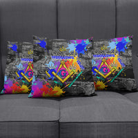 Prince Hall Freemasonry Pillow Cover Colorful Graffiti Paint Splatter On Urban Stone Wall
