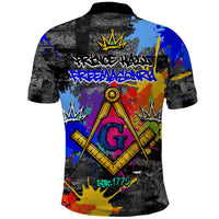 Prince Hall Freemasonry Polo Shirt Colorful Graffiti Paint Splatter On Urban Stone Wall