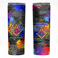 Prince Hall Freemasonry Skinny Tumbler Colorful Graffiti Paint Splatter On Urban Stone Wall