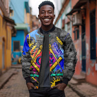 Prince Hall Freemasonry Sleeve Zip Bomber Jacket Colorful Graffiti Paint Splatter On Urban Stone Wall