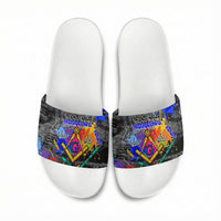 Prince Hall Freemasonry Slide Sandals Colorful Graffiti Paint Splatter On Urban Stone Wall