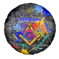 Prince Hall Freemasonry Spare Tire Cover Colorful Graffiti Paint Splatter On Urban Stone Wall