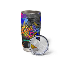 Prince Hall Freemasonry Tumbler Cup Colorful Graffiti Paint Splatter On Urban Stone Wall