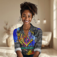 Prince Hall Freemasonry Women Casual Shirt Colorful Graffiti Paint Splatter On Urban Stone Wall