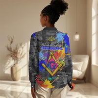 Prince Hall Freemasonry Women Casual Shirt Colorful Graffiti Paint Splatter On Urban Stone Wall