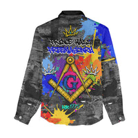 Prince Hall Freemasonry Women Casual Shirt Colorful Graffiti Paint Splatter On Urban Stone Wall