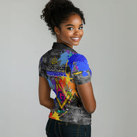 Prince Hall Freemasonry Women Polo Shirt Colorful Graffiti Paint Splatter On Urban Stone Wall