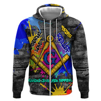 Prince Hall Freemasonry Zip Hoodie Colorful Graffiti Paint Splatter On Urban Stone Wall
