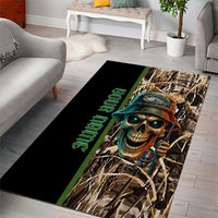 Personalized Fish Reaper Skull Area Rug Camouflage Background and Fishing Rod Graphic Design - Wonder Print Shop