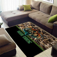 Personalized Fish Reaper Skull Area Rug Camouflage Background and Fishing Rod Graphic Design - Wonder Print Shop