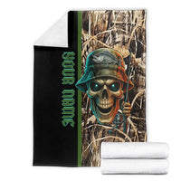 Personalized Fish Reaper Skull Blanket Camouflage Background and Fishing Rod Graphic Design - Wonder Print Shop