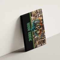 Personalized Fish Reaper Skull Canvas Wall Art Camouflage Background and Fishing Rod Graphic Design - Wonder Print Shop