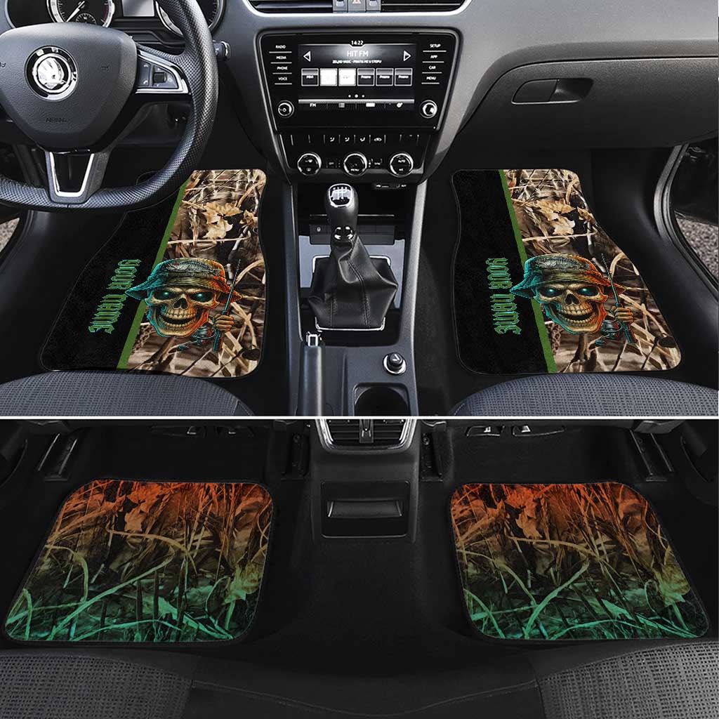 Personalized Fish Reaper Skull Car Mats Camouflage Background and Fishing Rod Graphic Design - Wonder Print Shop