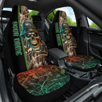 Personalized Fish Reaper Skull Car Seat Cover Camouflage Background and Fishing Rod Graphic Design - Wonder Print Shop