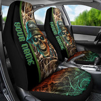 Personalized Fish Reaper Skull Car Seat Cover Camouflage Background and Fishing Rod Graphic Design - Wonder Print Shop