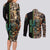 Personalized Fish Reaper Skull Couples Matching Long Sleeve Bodycon Dress and Long Sleeve Button Shirt Camouflage Background and Fishing Rod Graphic Design - Wonder Print Shop