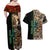 Personalized Fish Reaper Skull Couples Matching Off Shoulder Maxi Dress and Hawaiian Shirt Camouflage Background and Fishing Rod Graphic Design - Wonder Print Shop