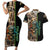 Personalized Fish Reaper Skull Couples Matching Short Sleeve Bodycon Dress and Hawaiian Shirt Camouflage Background and Fishing Rod Graphic Design - Wonder Print Shop