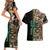 Personalized Fish Reaper Skull Couples Matching Short Sleeve Bodycon Dress and Hawaiian Shirt Camouflage Background and Fishing Rod Graphic Design - Wonder Print Shop