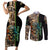 Personalized Fish Reaper Skull Couples Matching Short Sleeve Bodycon Dress and Long Sleeve Button Shirt Camouflage Background and Fishing Rod Graphic Design - Wonder Print Shop