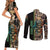 Personalized Fish Reaper Skull Couples Matching Short Sleeve Bodycon Dress and Long Sleeve Button Shirt Camouflage Background and Fishing Rod Graphic Design - Wonder Print Shop