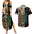 Personalized Fish Reaper Skull Couples Matching Summer Maxi Dress and Hawaiian Shirt Camouflage Background and Fishing Rod Graphic Design - Wonder Print Shop