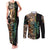 Personalized Fish Reaper Skull Couples Matching Tank Maxi Dress and Long Sleeve Button Shirt Camouflage Background and Fishing Rod Graphic Design - Wonder Print Shop