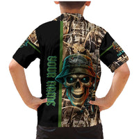 Personalized Fish Reaper Skull Family Matching Mermaid Dress and Hawaiian Shirt Camouflage Background and Fishing Rod Graphic Design - Wonder Print Shop