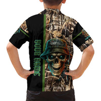 Personalized Fish Reaper Skull Family Matching Short Sleeve Bodycon Dress and Hawaiian Shirt Camouflage Background and Fishing Rod Graphic Design - Wonder Print Shop