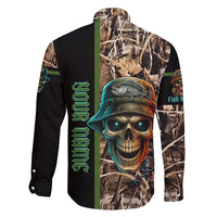 Personalized Fish Reaper Skull Family Matching Short Sleeve Bodycon Dress and Hawaiian Shirt Camouflage Background and Fishing Rod Graphic Design - Wonder Print Shop
