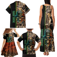 Personalized Fish Reaper Skull Family Matching Tank Maxi Dress and Hawaiian Shirt Camouflage Background and Fishing Rod Graphic Design - Wonder Print Shop
