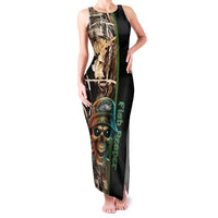 Personalized Fish Reaper Skull Family Matching Tank Maxi Dress and Hawaiian Shirt Camouflage Background and Fishing Rod Graphic Design - Wonder Print Shop