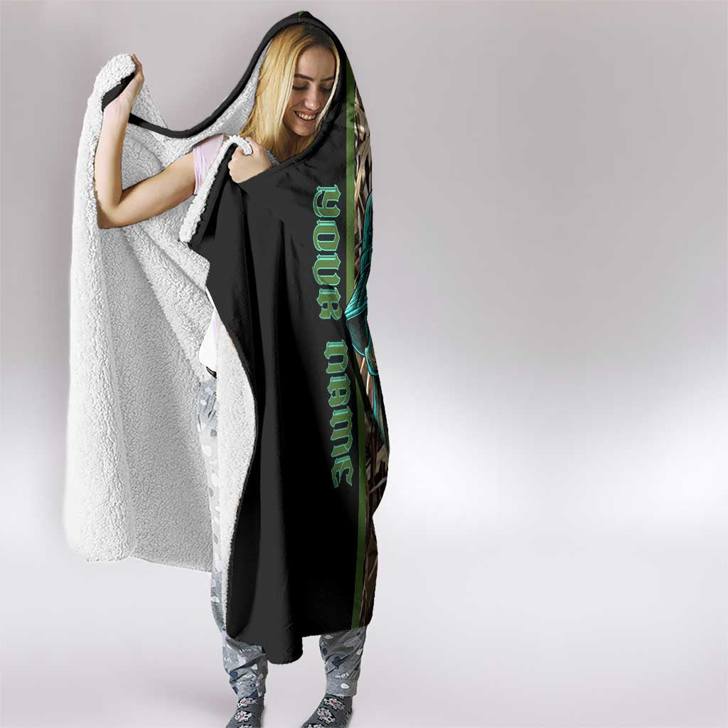 Personalized Fish Reaper Skull Hooded Blanket Camouflage Background and Fishing Rod Graphic Design - Wonder Print Shop