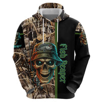 Personalized Fish Reaper Skull Hoodie Camouflage Background and Fishing Rod Graphic Design - Wonder Print Shop