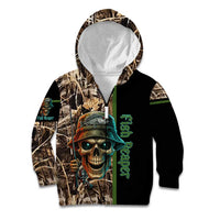 Personalized Fish Reaper Skull Kid Hoodie Camouflage Background and Fishing Rod Graphic Design - Wonder Print Shop