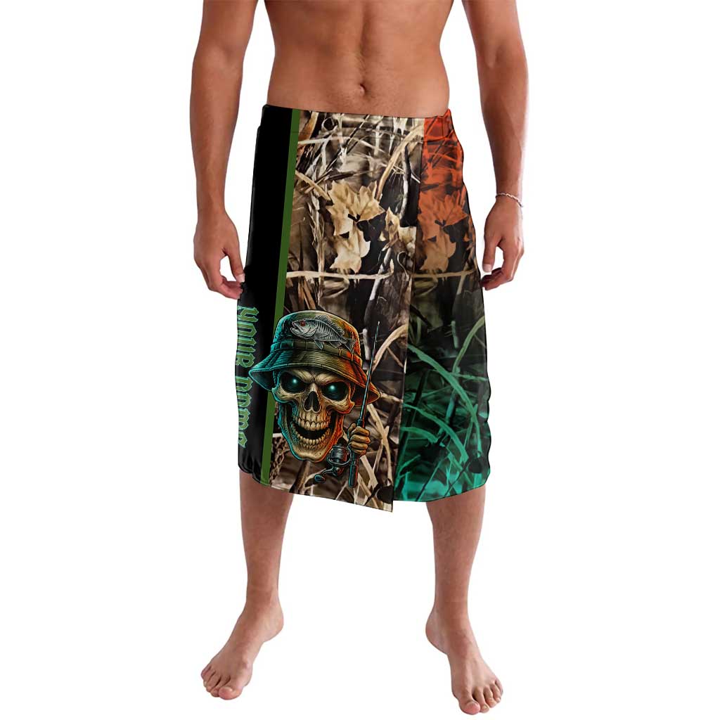 Personalized Fish Reaper Skull Lavalava Camouflage Background and Fishing Rod Graphic Design - Wonder Print Shop