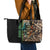 Personalized Fish Reaper Skull Leather Tote Bag Camouflage Background and Fishing Rod Graphic Design - Wonder Print Shop