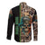 Personalized Fish Reaper Skull Long Sleeve Button Shirt Camouflage Background and Fishing Rod Graphic Design - Wonder Print Shop