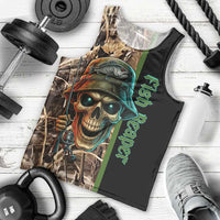 Personalized Fish Reaper Skull Men Tank Top Camouflage Background and Fishing Rod Graphic Design - Wonder Print Shop
