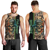 Personalized Fish Reaper Skull Men Tank Top Camouflage Background and Fishing Rod Graphic Design - Wonder Print Shop