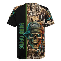 Personalized Fish Reaper Skull Rugby Jersey Camouflage Background and Fishing Rod Graphic Design - Wonder Print Shop
