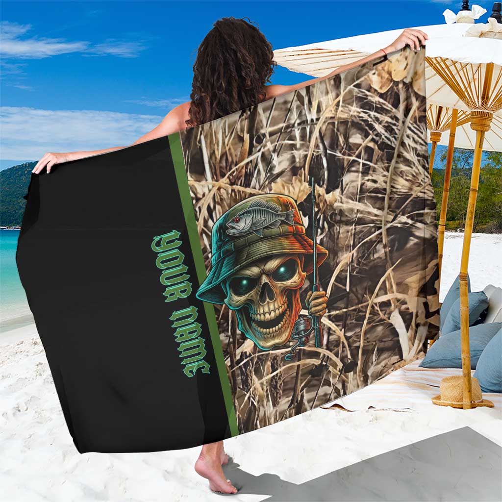Personalized Fish Reaper Skull Sarong Camouflage Background and Fishing Rod Graphic Design - Wonder Print Shop