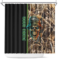 Personalized Fish Reaper Skull Shower Curtain Camouflage Background and Fishing Rod Graphic Design - Wonder Print Shop