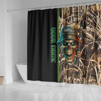 Personalized Fish Reaper Skull Shower Curtain Camouflage Background and Fishing Rod Graphic Design - Wonder Print Shop