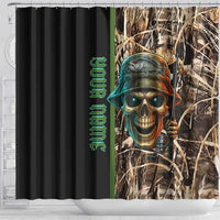 Personalized Fish Reaper Skull Shower Curtain Camouflage Background and Fishing Rod Graphic Design - Wonder Print Shop