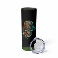 Personalized Fish Reaper Skull Skinny Tumbler Camouflage Background and Fishing Rod Graphic Design - Wonder Print Shop