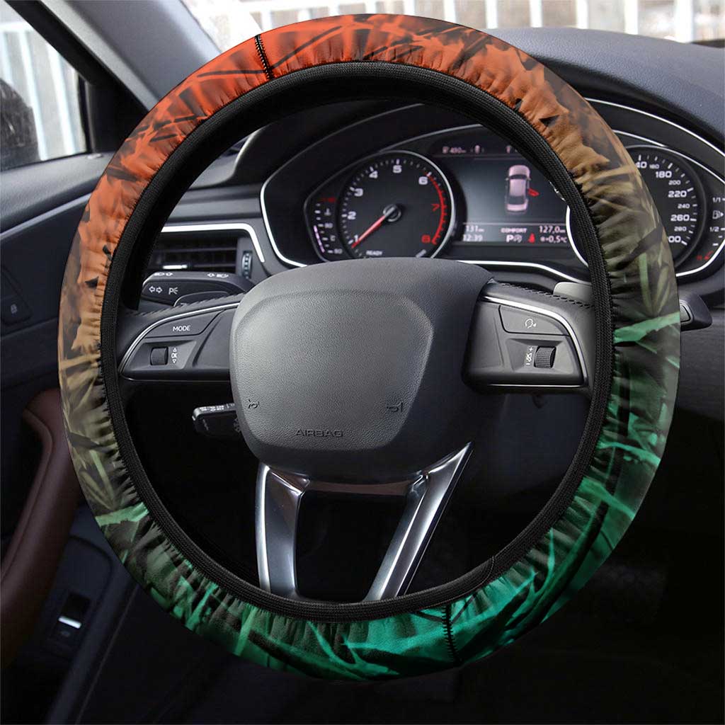 Fish Reaper Skull Steering Wheel Cover Camouflage Background and Fishing Rod Graphic Design - Wonder Print Shop