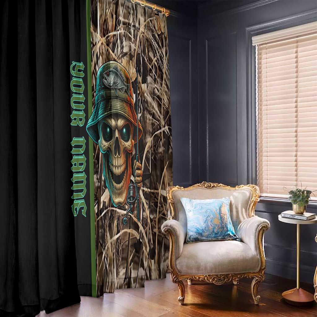 Personalized Fish Reaper Skull Window Curtain Camouflage Background and Fishing Rod Graphic Design - Wonder Print Shop