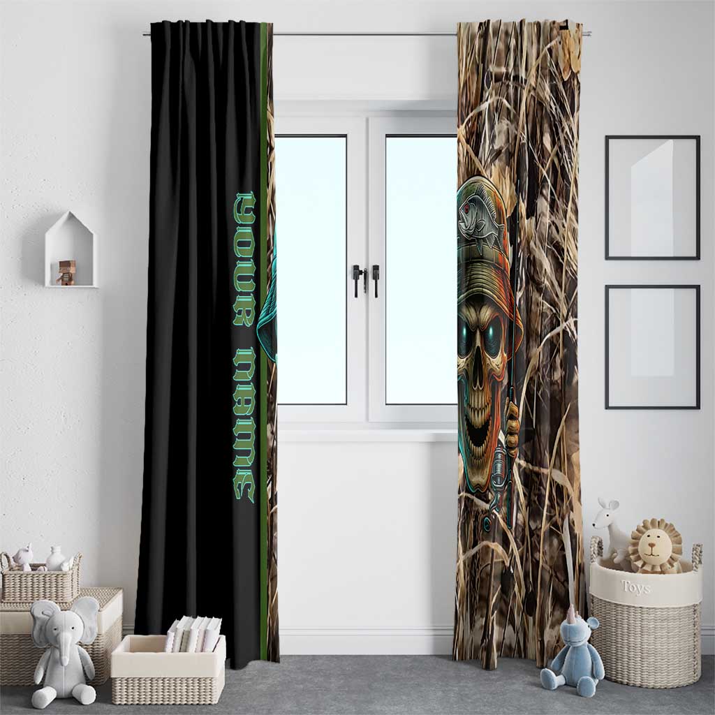 Personalized Fish Reaper Skull Window Curtain Camouflage Background and Fishing Rod Graphic Design - Wonder Print Shop